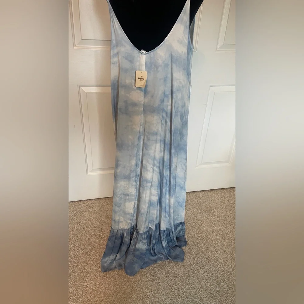 NWT Free People Full On Maxi Slip Dress in Sea Combo - Medium - Picture 7 of 7